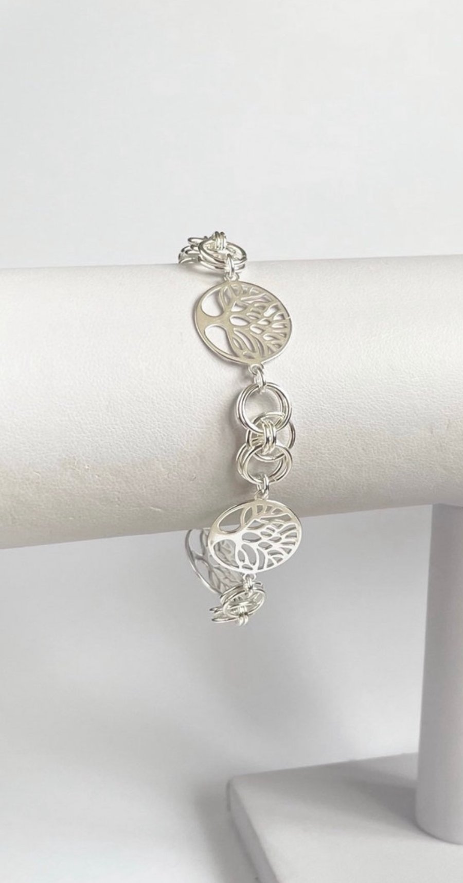 Sterling Silver Tree of Life Chainmaille Bracelet 
