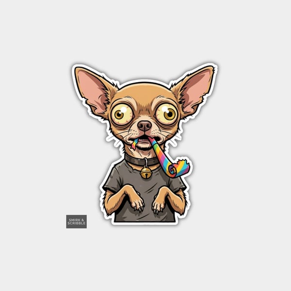 Funny Novelty Vinyl Sticker - Birthday Chihuahua Dog
