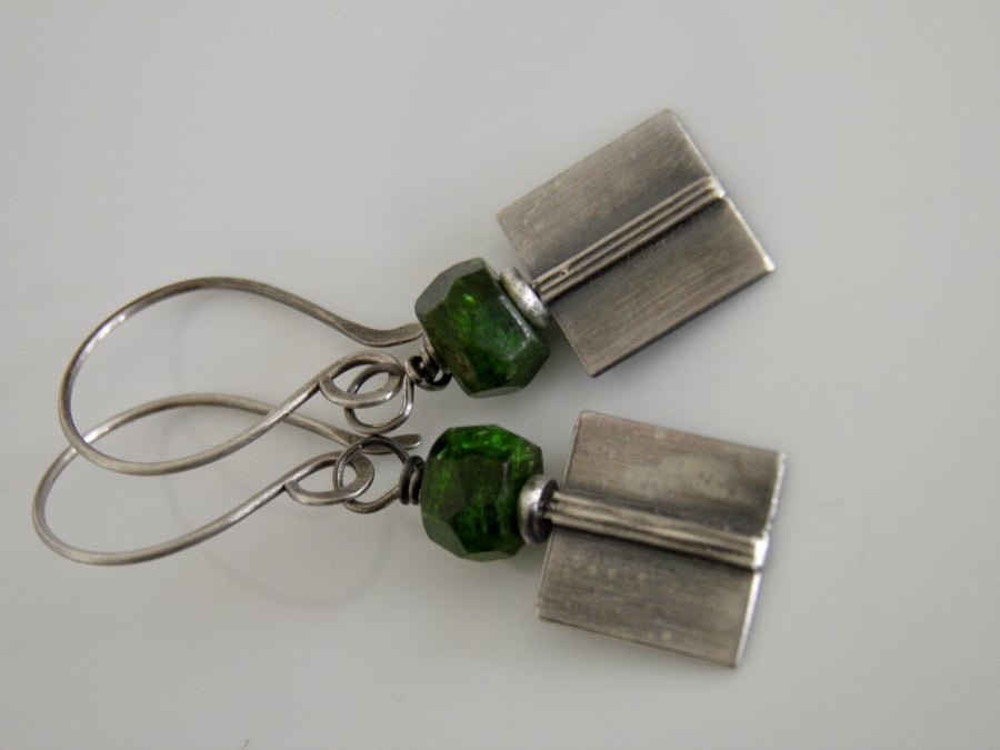 Russian Green Diopside Gemstone Earrings