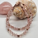 Cherry Quartz and Copper Two Strand Bracelet
