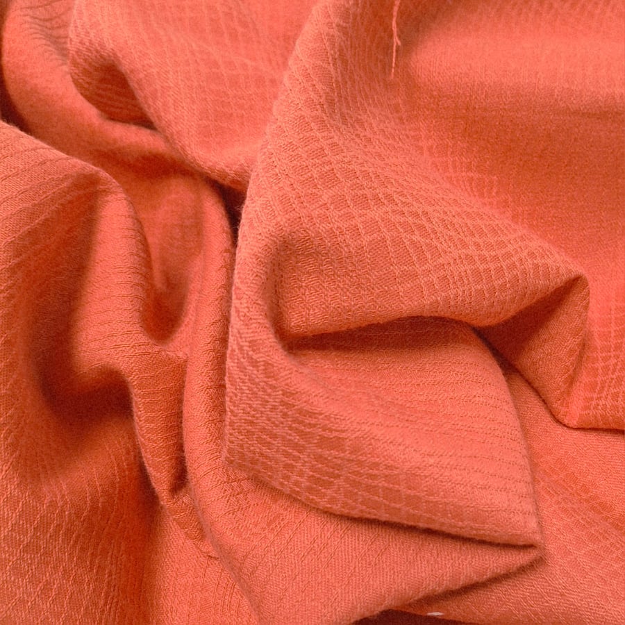 1 Metre Burnt Orange Textured Basket Weave Soft Furnishing Fabric 1.4m Wide,