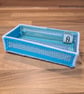 Desk tray for small items - blue, green, white, lilac pattern with glitter - Image 1