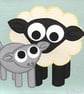 Sheep and Lamb Small Nursery Art - original acrylic painting of farmyard animals - Image 1