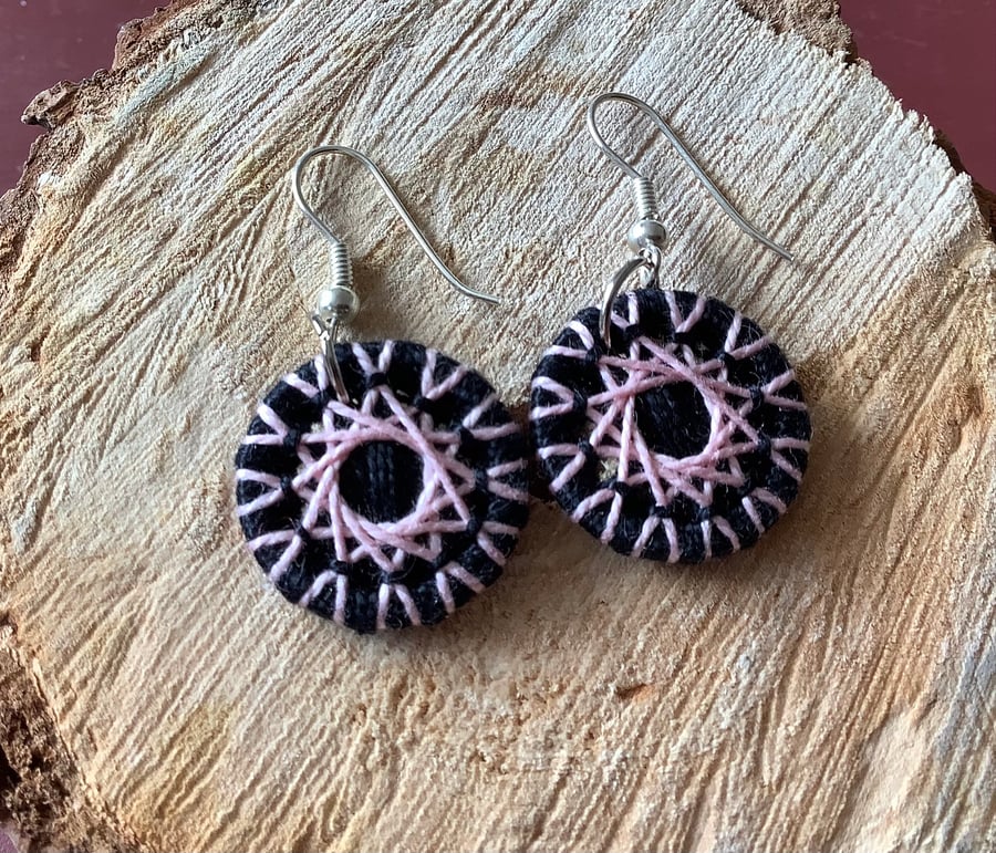 Textile Button Earrings