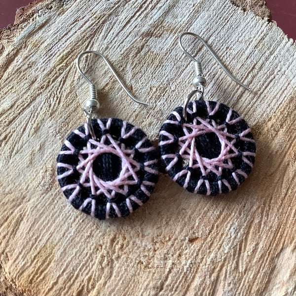 Textile Button Earrings