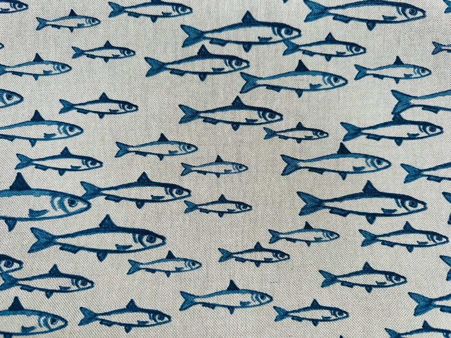 Sardine Fish  Nautical Marine Tablecloth Linen Look  Various Size