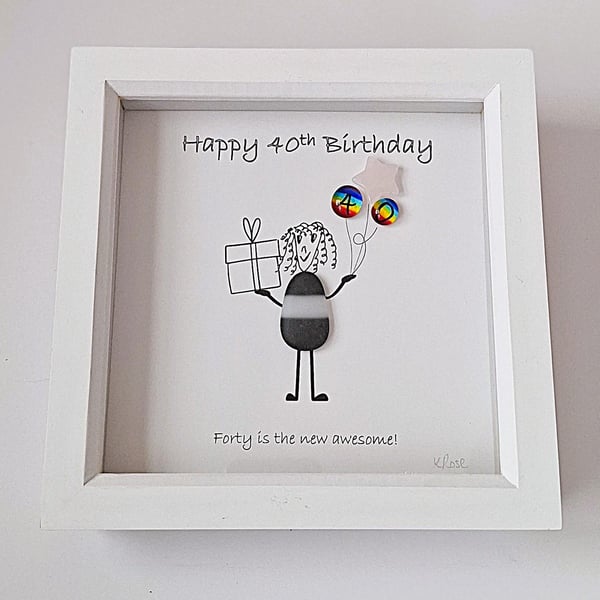 40th Birthday Sea Glass Art: Rainbow Balloon Print
