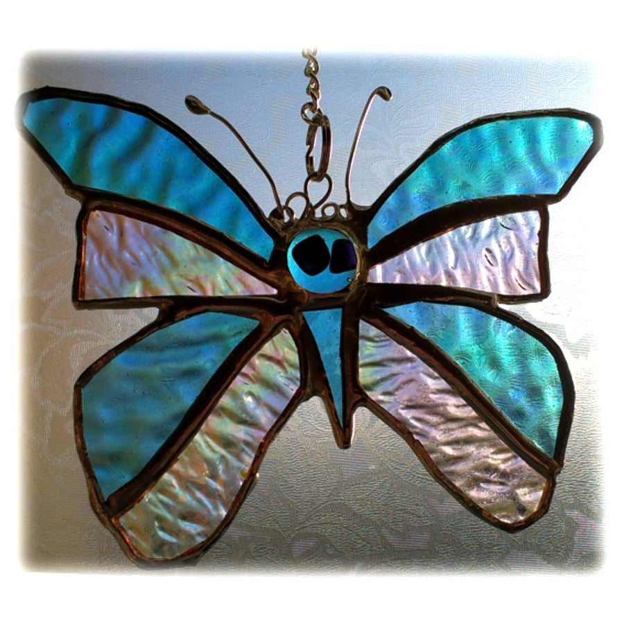 SOLD Birthstone Butterfly Suncatcher Stained Glass Turquoise December