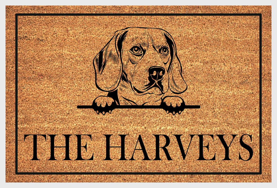 Beagle Door Mat - Personalised Beagle Welcome Mat - 3 Sizes