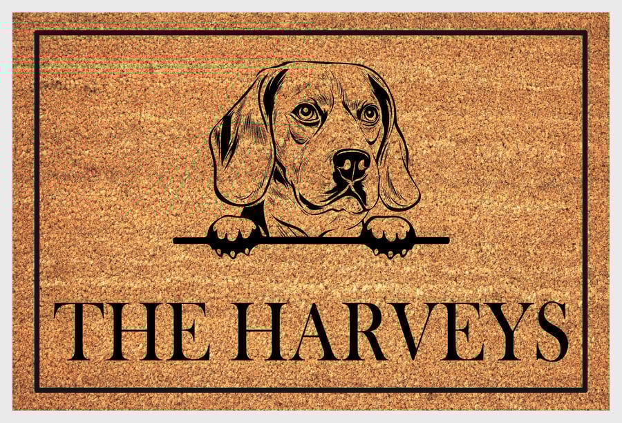 Beagle Door Mat - Personalised Beagle Welcome Mat - 3 Sizes