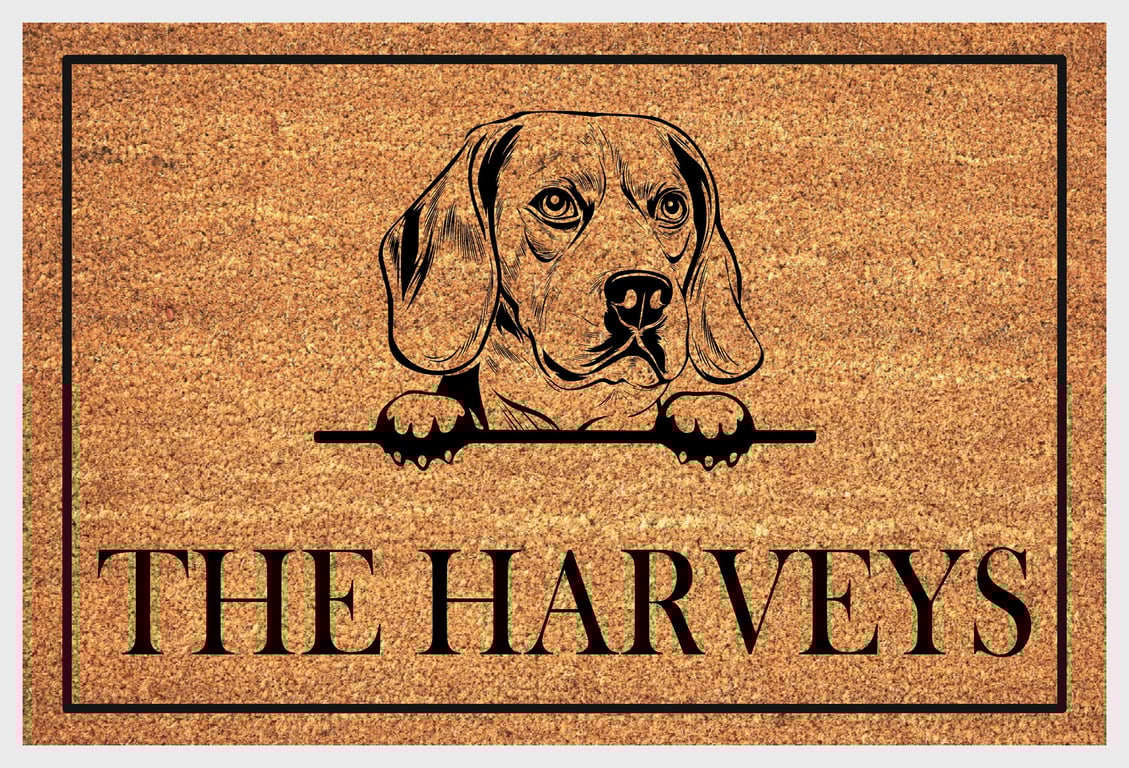 Beagle Door Mat - Personalised Beagle Welcome Mat - 3 Sizes