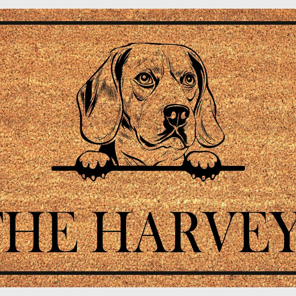 Beagle Door Mat - Personalised Beagle Welcome Mat - 3 Sizes