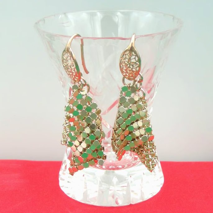 Metallic  rose gold material earrings   Sparkle for Christmas