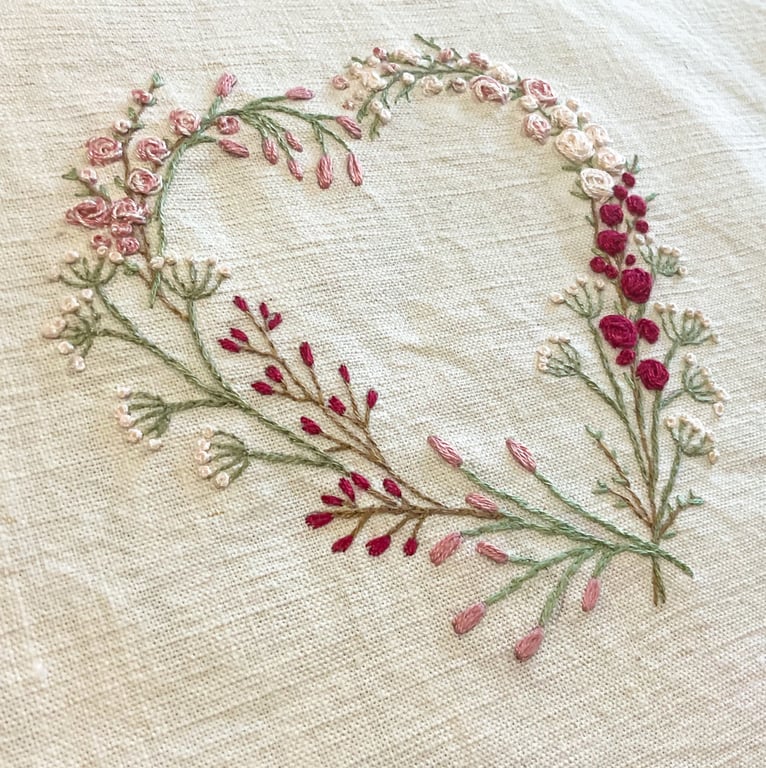 Rosey Floral Heart Embroidery kit.