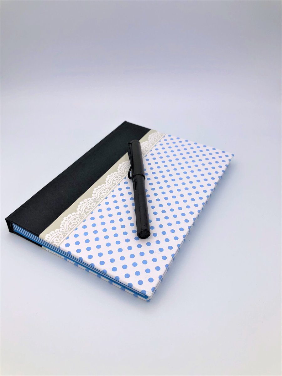 Polka-dotty A5 Notebook Journal - hand bound hardback