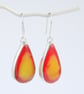 Bowlerite drop earrings - raspberry red and yellow  - Image 3