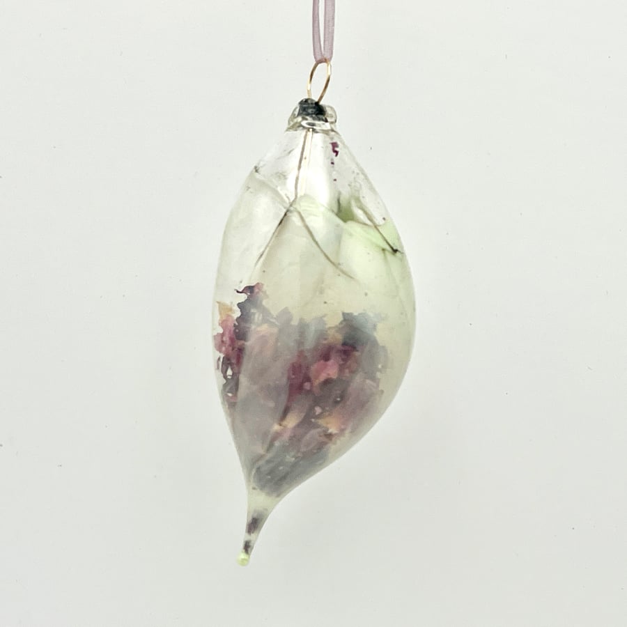 Rose Petals Blown Glass Bauble