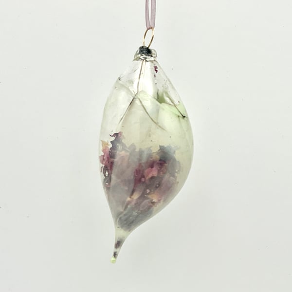 Rose Petals Blown Glass Bauble