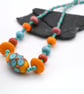 yellow spot lampwork glass beaded necklace - Image 2