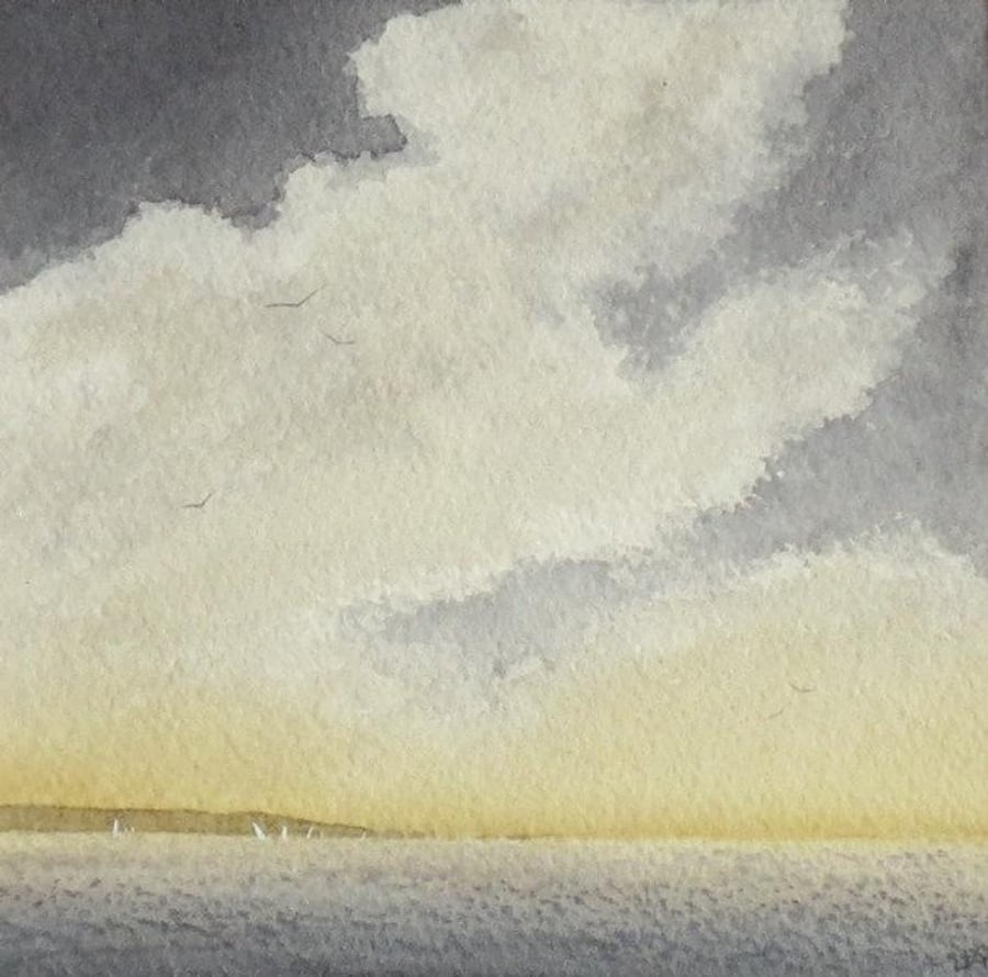 light at the end of a storm original watercolour coastal painting