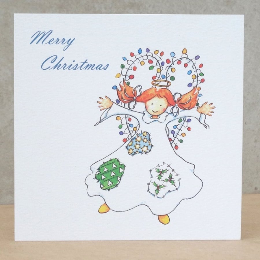 Christmas Card Angel Lights Eco Friendly