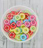 50 Mixed Coloured Resin Buttons, 13mm Coloured Rim Edge Buttons - Image 1