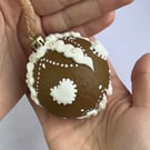 Christmas Tree Decorations Gingerbread Style Hand Painted Ball - READY TO SHIP