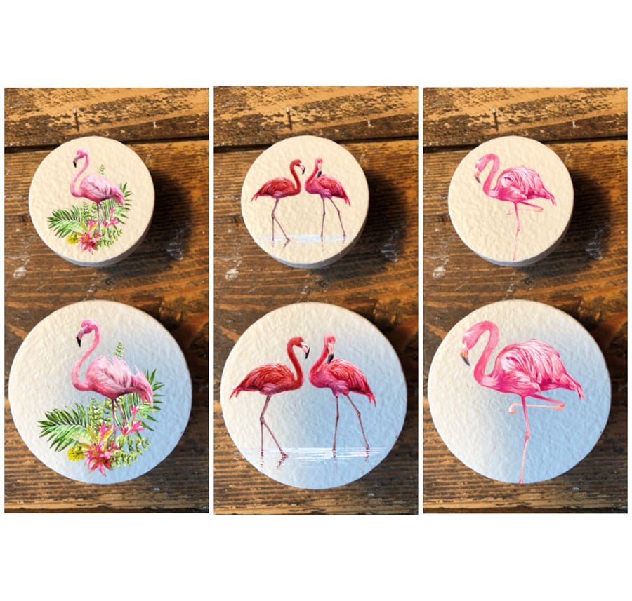Handmade Flamingo pink wild birds pine door knobs wardrobe drawer handles
