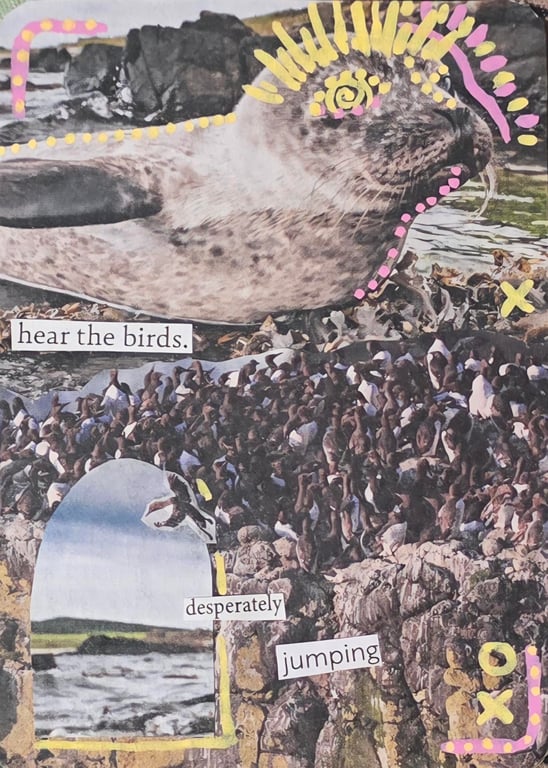 Hear the birds, desperately jumping  - Surreal Series 2 - ACEO