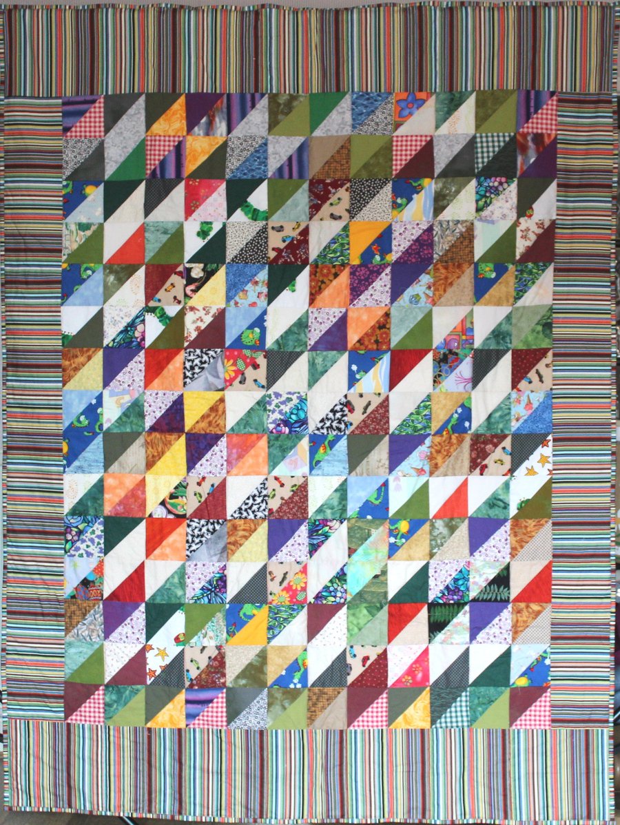 Single patch work  Bed Quilt made by hand