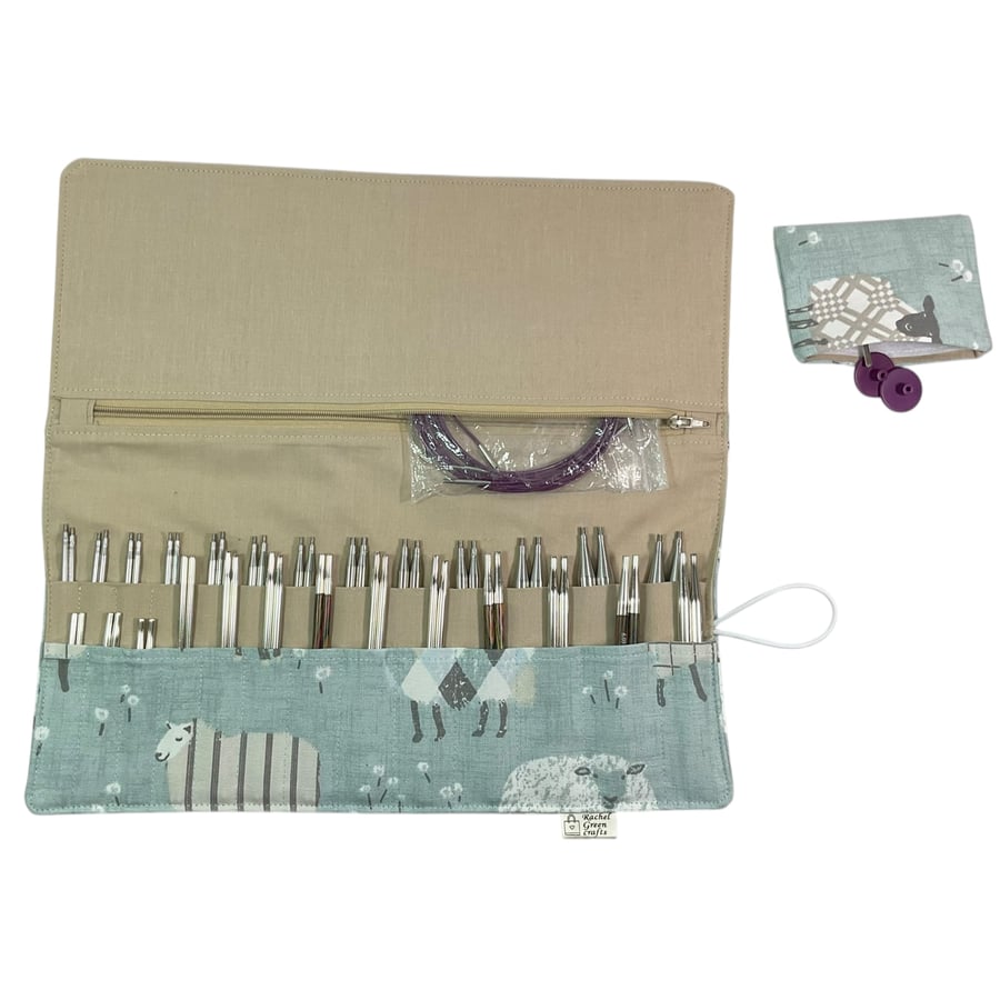 Interchangeable needle case, blue sheep case, addi needle case, chiagoo 