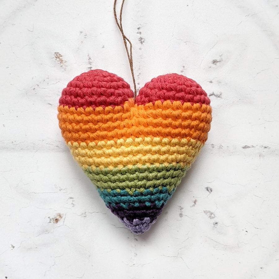 Amigurumi Rainbow Crochet Heart, Gift, Valentine, Just Because