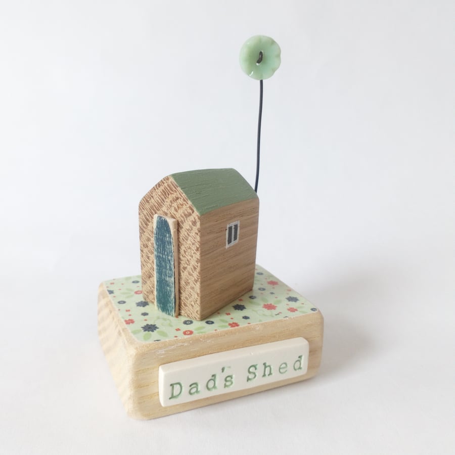 SALE - Garden Shed with Button Flower 'Dad's Shed'