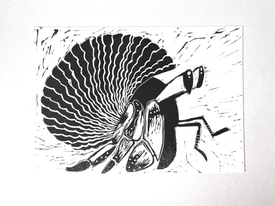 Image of Hermit Crab Lino Print