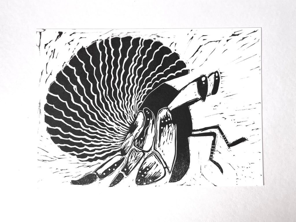 Hermit Crab Lino Print