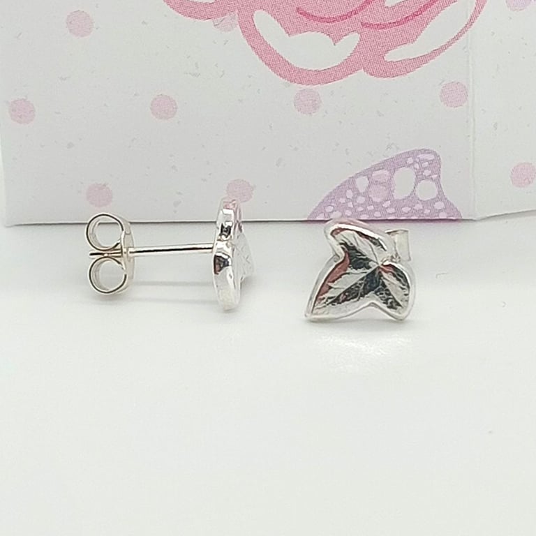 Ivy Leaf Stud Earrings Sterling Silver 