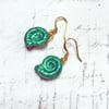 Pale Jade Ammonite dangle earrings gold plated findings fossil lover