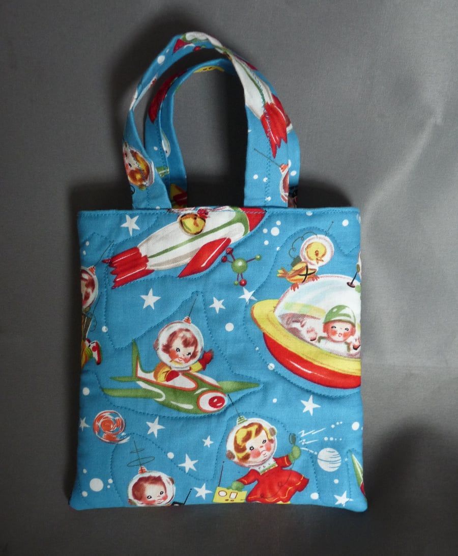 Retro Space Print Quilted Bag