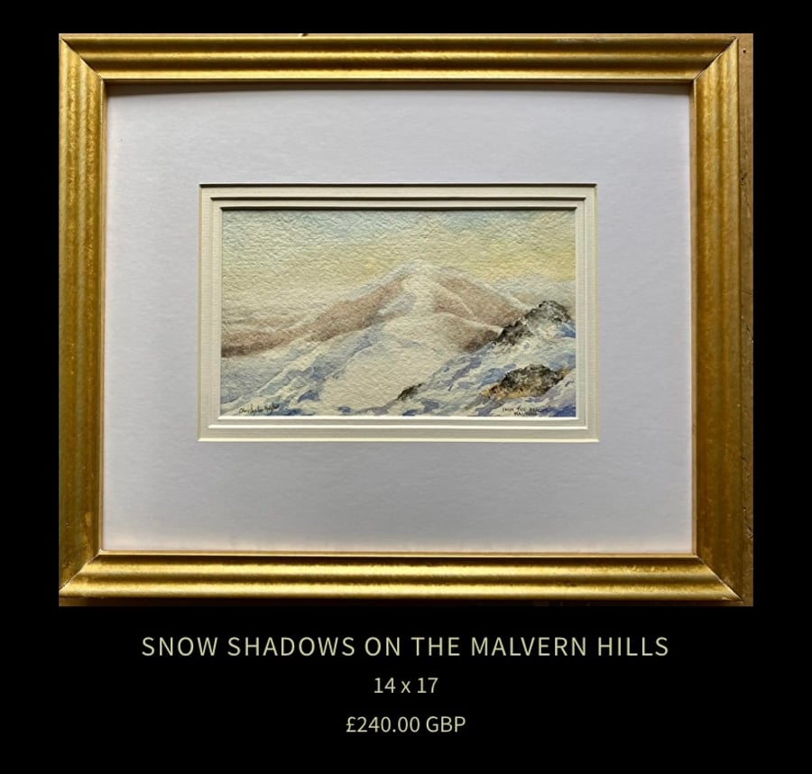 Snow Shadows on the Malvern Hills . Original Watercolour 