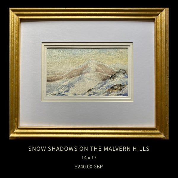Snow Shadows on the Malvern Hills . Original Watercolour 