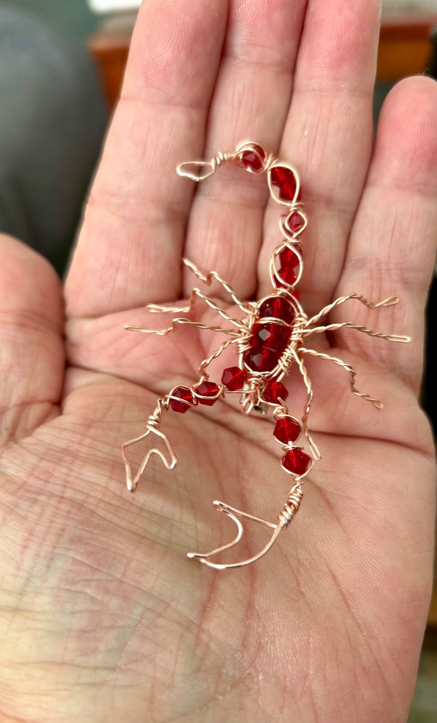 Scorpion Brooch - Rose Gold & Ruby Crystals 