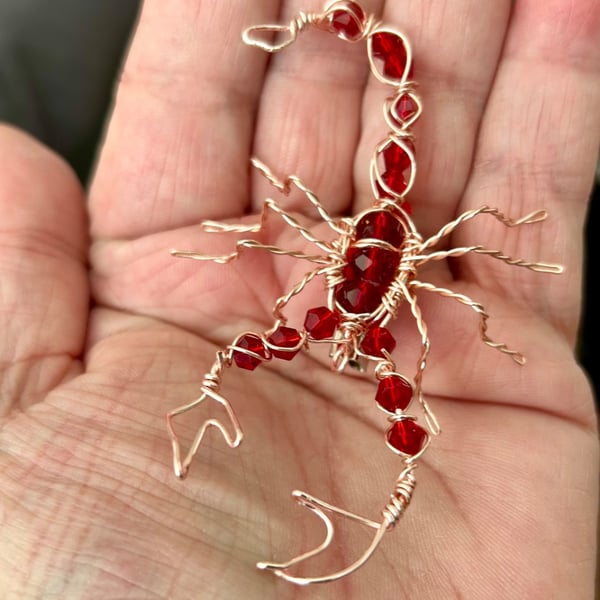 Scorpion Brooch - Rose Gold & Ruby Crystals 