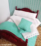1:12 Scale Aqua & Butterfly & Birds Dolls House Bedding Set - Image 4