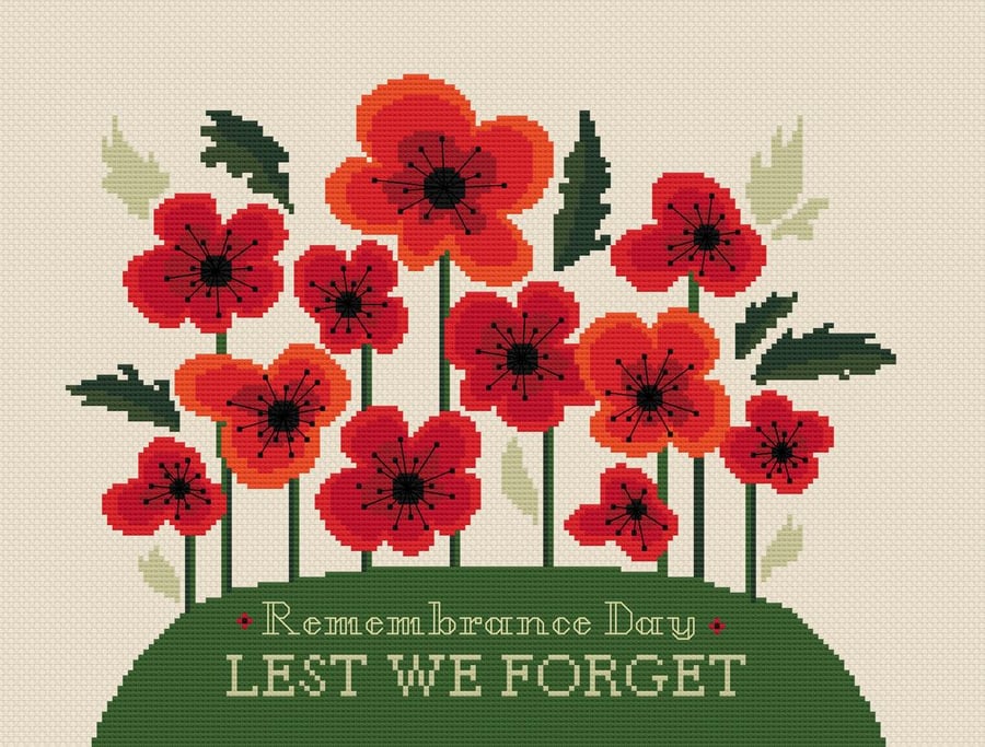 204 - Field of Poppies for Remembrance Day - Lest we Forget - CS Pattern