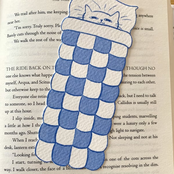 Handmade Cat Bookmark: Cozy Cwtchy Cats Design