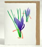 Cornish Saffron Crocus - Original LinoCut Hand Printed card