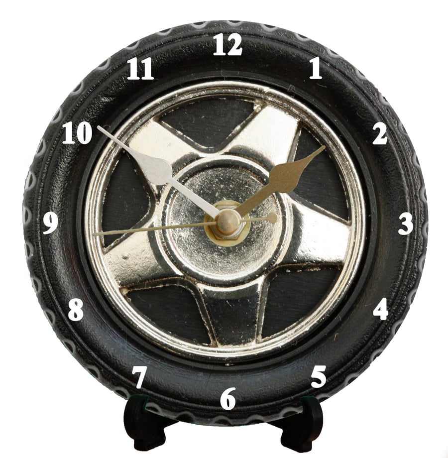 12cm DIY clock kit Car Tyre Wall or Desk clock Folksy