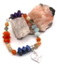 Mixed Facetted Gemstone Bracelet with Blessings Charm.