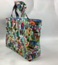 Travel stickers tote bag, Postcards shopper, handmade in Sussex - Image 5