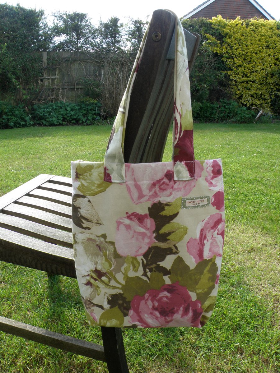 Roses are pink! lined tote or shopping bag
